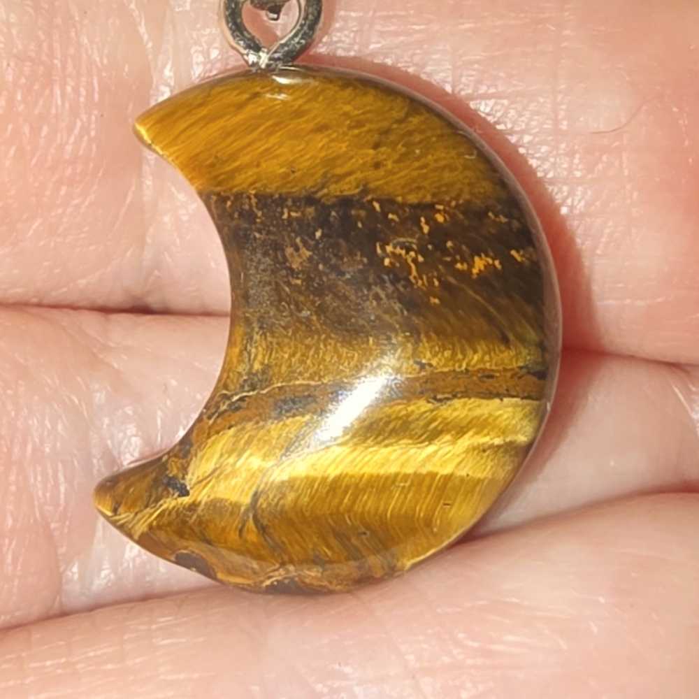Tigers Eye Moon Pendant Necklace